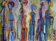 4 Musicians Jan 2008 acrylic on paper 22X30”