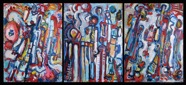 21 Triptych  Apr 2008 acrylic on paper 3-22X30”