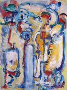 63 Visitors Oct 2008 acrylic on paper 22X30”