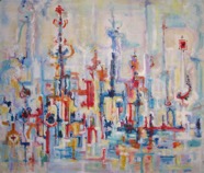 65 City in water Oct 2008 acrylic on canvas 72X60”