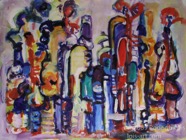 74 The line Dec 2008 acrylic on paper 22X30”