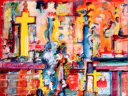 40 City Dec 2007 acrylic on paper 22X30”