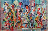 74 Players Jul 2006 acrylic on paper 22X15”