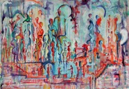 75 Ceremony Aug 2006 acrylic on paper 22X15”