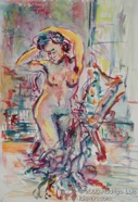78 Matisse's-nude Aug 2006 acrylic on paper 15X22”