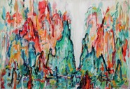 98 Mountains Sep 2006 acrylic on paper 22X15”