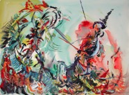105 Battle Oct 2006 acrylic on paper 30X22”