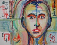 128 Thoughts Nov 2006 WC on canvas 20X16”