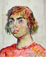 55 Girl after soyer Aug 2005 WC on paper 11X15”
