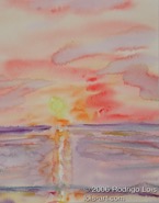 51 Sunset Oct 2004 WC on paper 8x10”