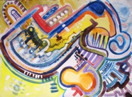 4 Stairs Jan 2010 acrylic on paper 22X30”