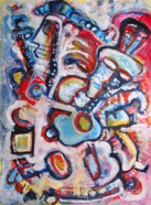 7 Masks Feb 2010 acrylic on paper 22X30”