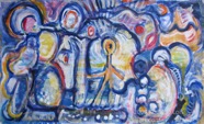 31Conversation with a crow Nov 2010 acrylic on canvas 36X60
