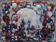 3 Playing in the snow Jan 2009 acrylic on paper 22X30”