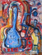 16 Guitar player Apr 2009 acrylic on paper 22X30”
