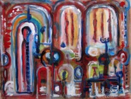 17 Catacombs Apr 2009 acrylic on paper 22X30”
