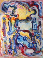 29 Geishas Sep 2009 acrylic on paper 22X30”